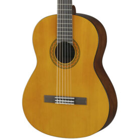 a brown acoustic guitar