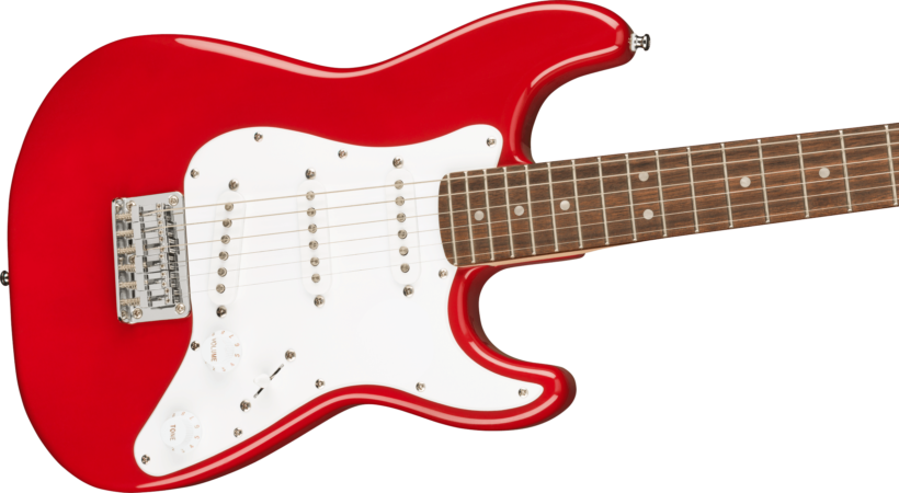 a red electric guitar