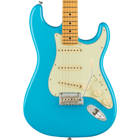 a blue electric guitar