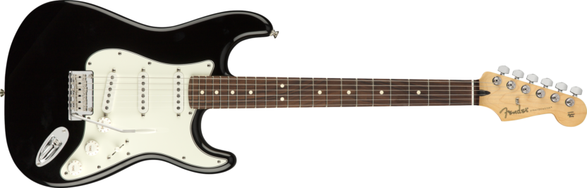 a black electric guitar