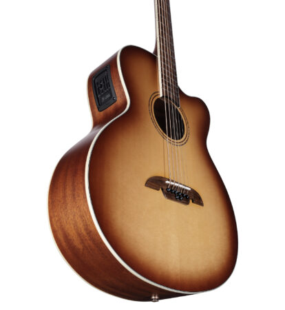 a brown acoustic guitar