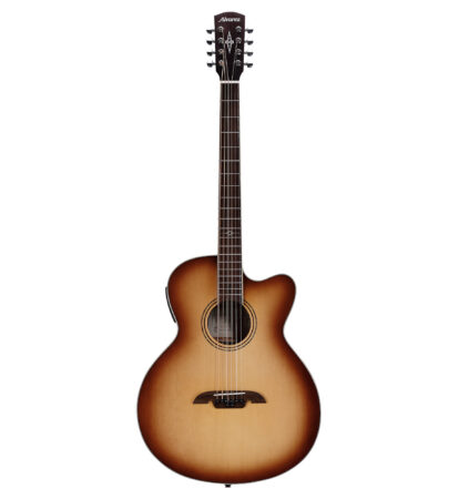 a brown acoustic guitar