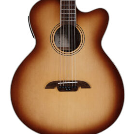 a brown acoustic guitar