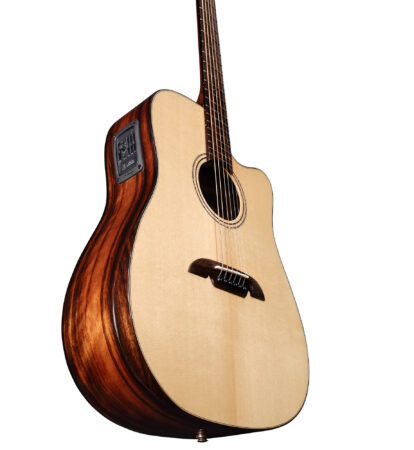 a brown acoustic guitar