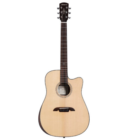 a brown guitar with a black neck