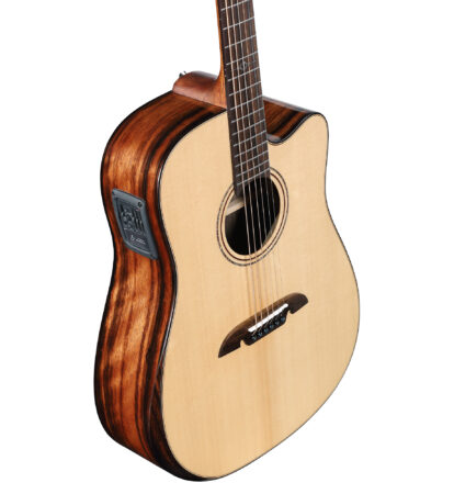 a brown acoustic guitar