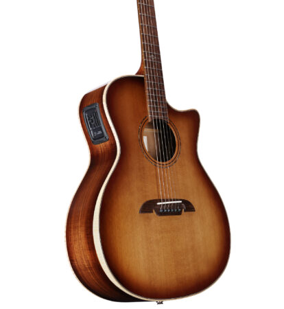 a brown acoustic guitar