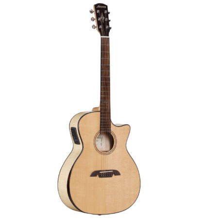 a brown acoustic guitar