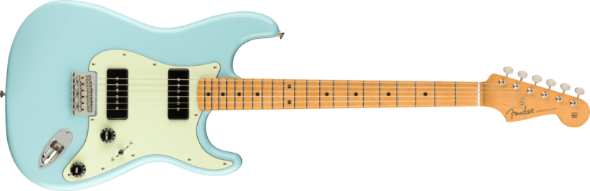 a blue electric guitar