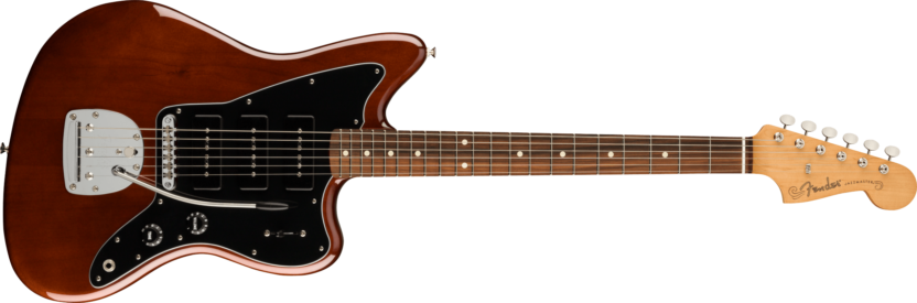 a brown electric guitar