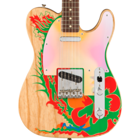 a guitar with a colorful design