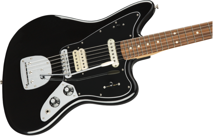 a black electric guitar