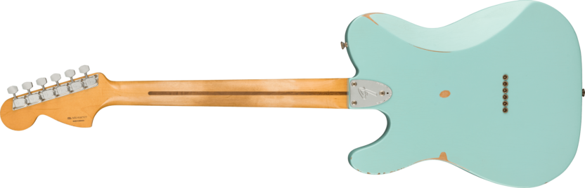 a blue and white guitar