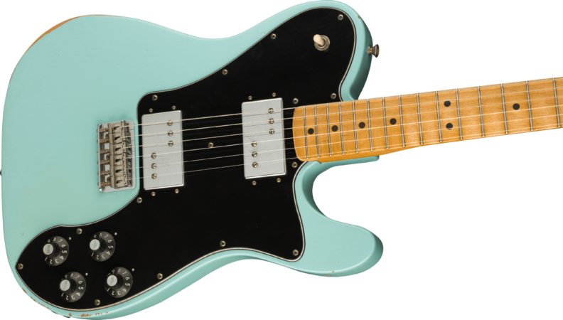 a blue electric guitar