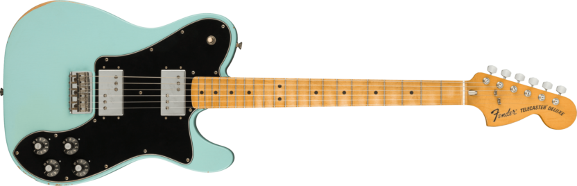 a blue electric guitar