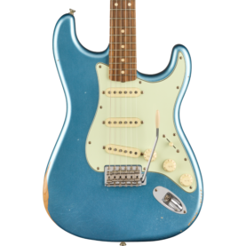 a blue electric guitar