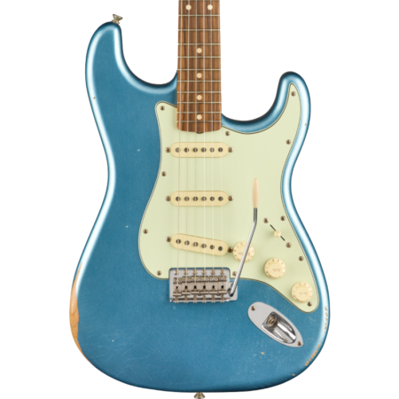 a blue electric guitar