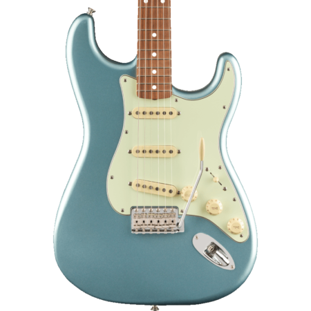 a blue electric guitar