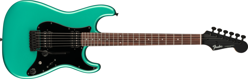 a guitar with a blue string