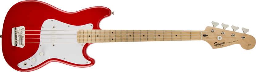 a red and white electric guitar