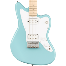 a blue electric guitar