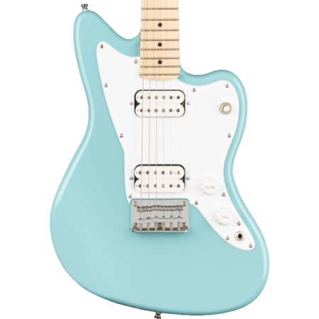 a blue electric guitar