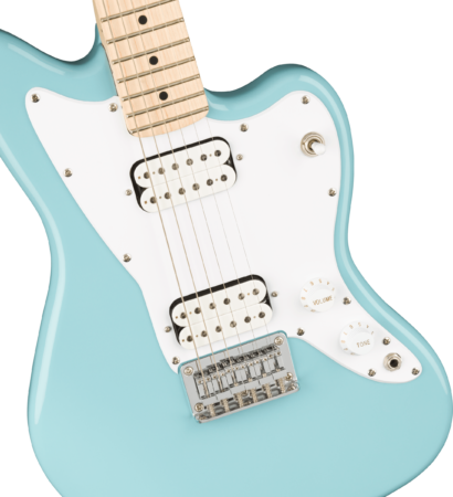 a blue electric guitar