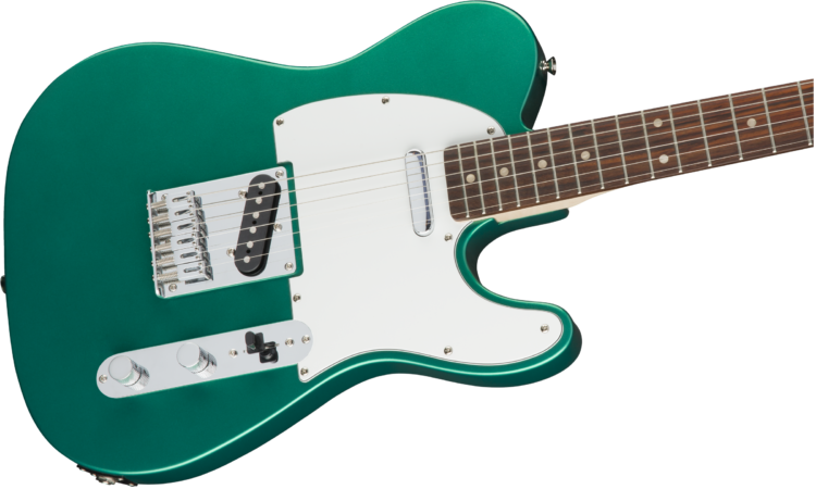 a green electric guitar