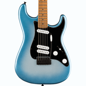 a blue electric guitar