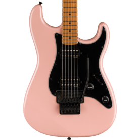 a pink electric guitar