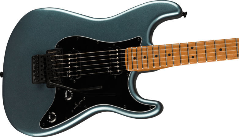 a black electric guitar