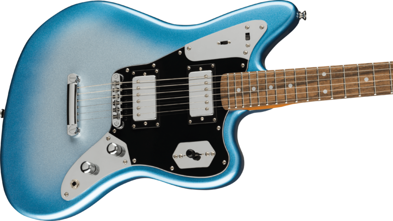 a blue electric guitar