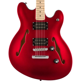 a red electric guitar