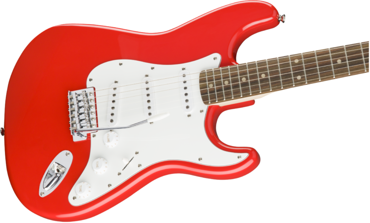 a red electric guitar