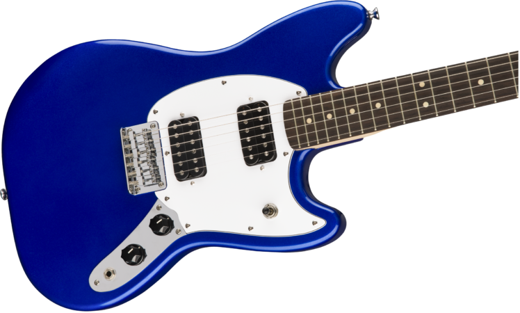 a blue electric guitar