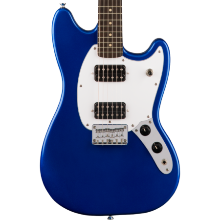 a blue electric guitar