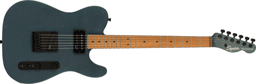 a black electric guitar