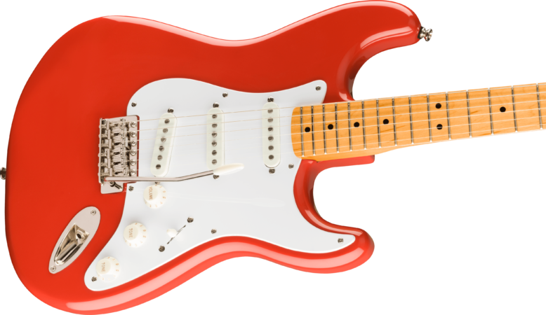 a red electric guitar