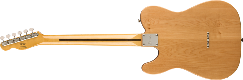 a wooden guitar with a white neck