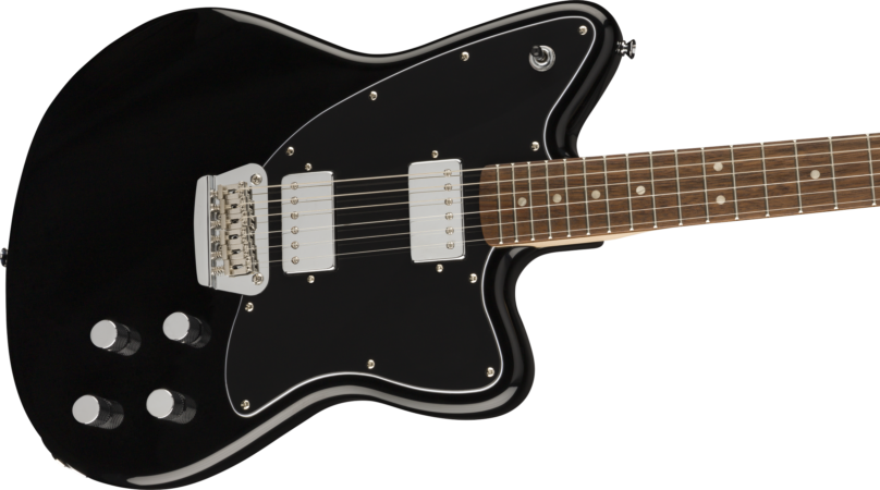 a black electric guitar