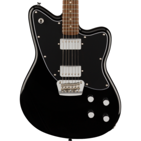 a black electric guitar