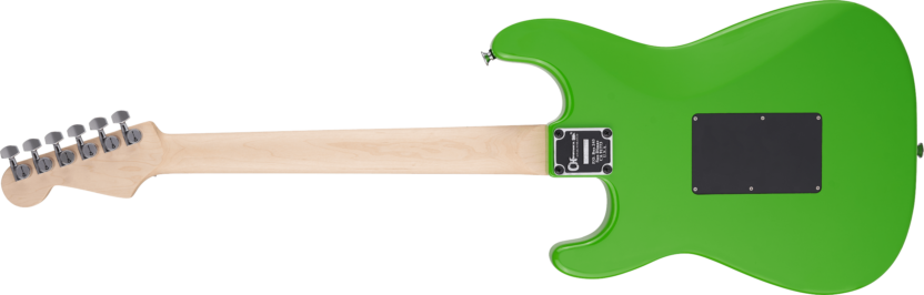 a green and white electric guitar