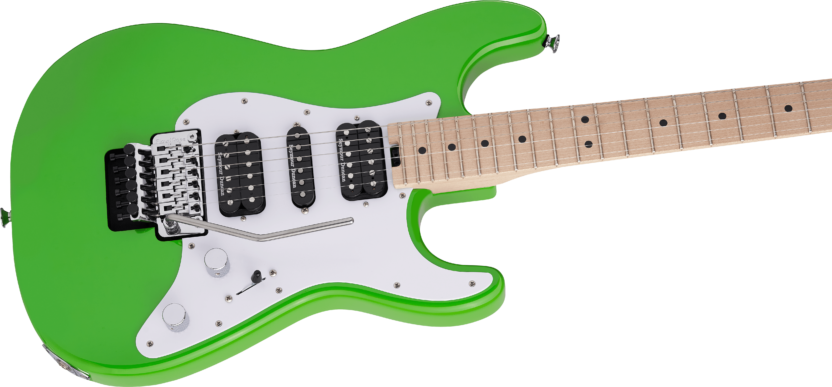 a green electric guitar