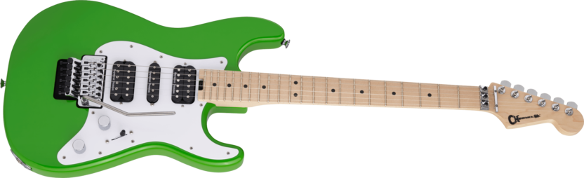 a green electric guitar