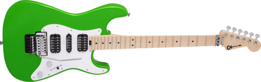 a green electric guitar