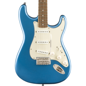 a blue electric guitar