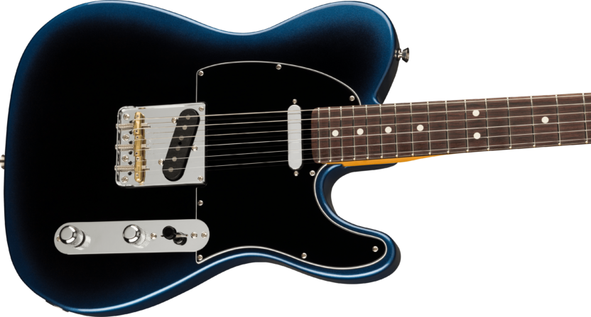 a blue electric guitar