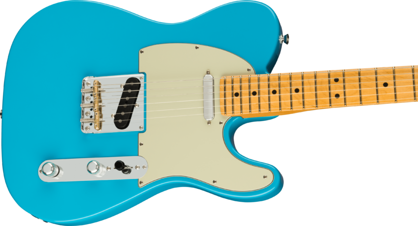 a blue electric guitar