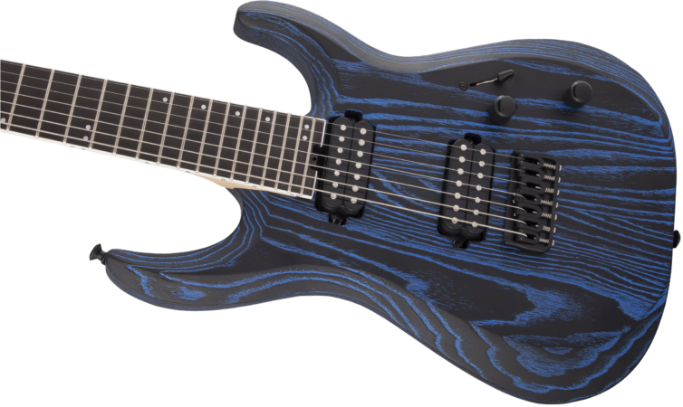 a blue electric guitar