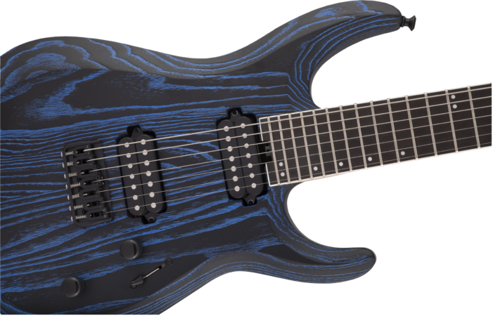 a blue electric guitar